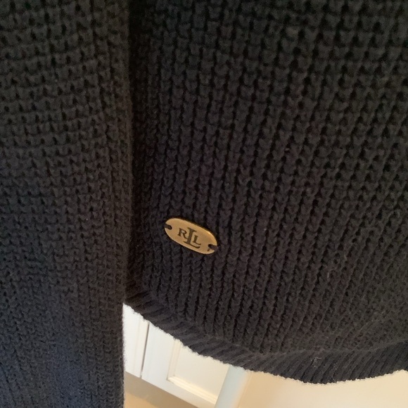 Ralph Lauren Navy Pullover Waffle Knit Cowl Neck Size Medium - Picture 2 of 7